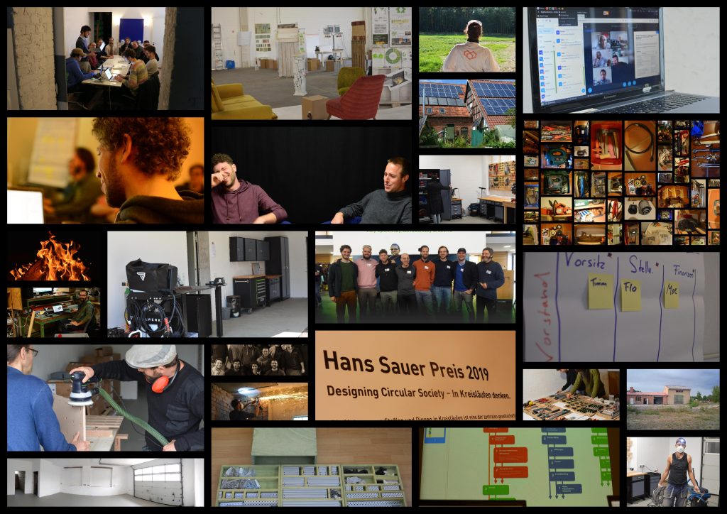 Eine Kollage von verschiedenen Aktivitäten von Open Source Ecology Germany e.V. von 2016 bis 2026 - Anlässlich des 10-jährigen Jubiläums